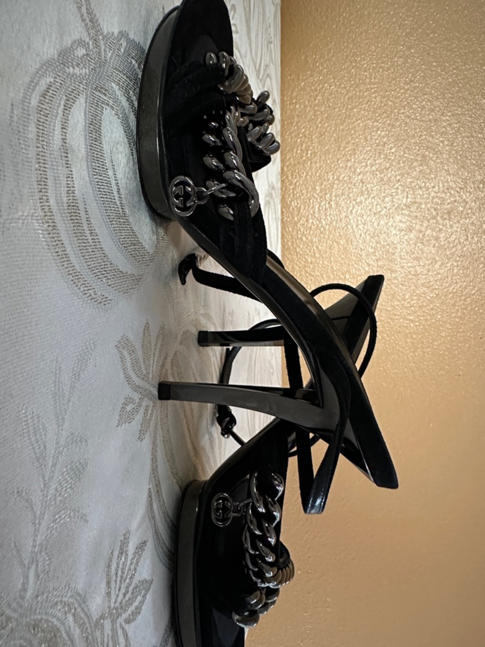 Gucci Black Chain-Strap Heeled Sandals - Picture 6 of 10